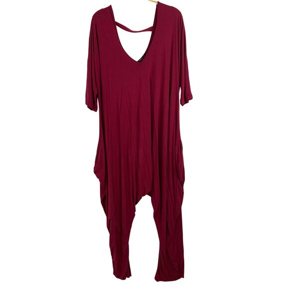 Rare Annabelle 2XL Burgundy Harem Jumper V-Neck Festival Drop Crotch  RDD10479 - Picture 1 of 8